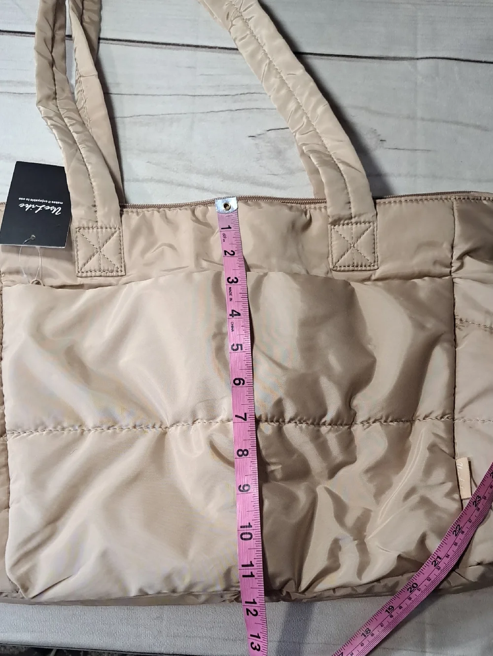 Quilted Beige Tote Laptop Travel Bag